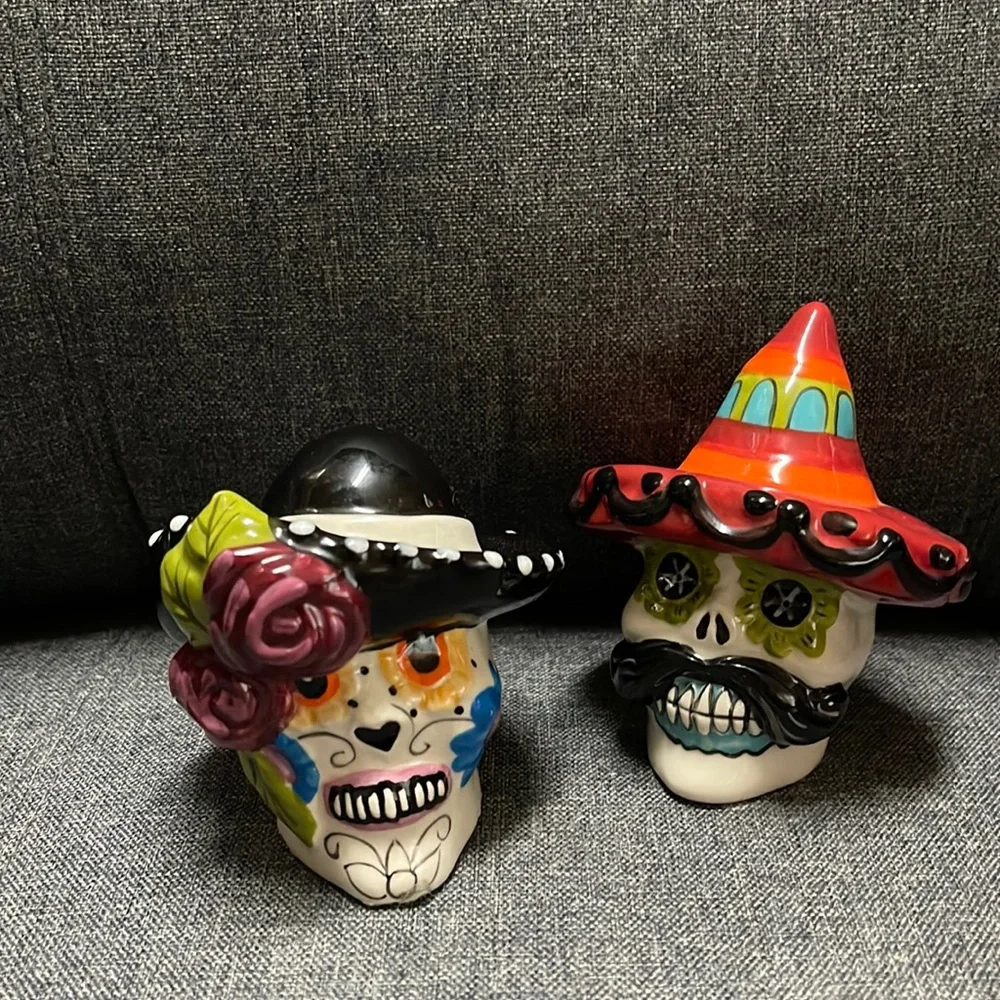 Blue Sky Sugar Skull Salt & Pepper Set